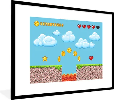 Produktbild von MuchoWow® Gerahmtes Poster Spiele - Retro - Spielhalle 80x60 cm - Poster mit Schwarzem Bilderrahmen Wandposter Rahmen Foto Bilder - Schlafzimmer-Dekorationen - Fotoposter