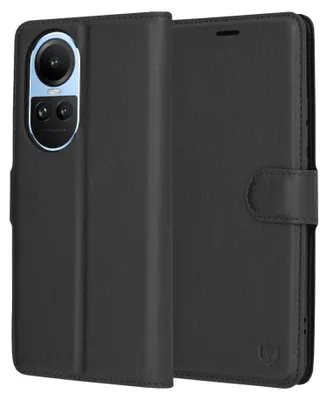Image de Techsuit cuir Folio Book Wallet étui à rabat pour Oppo Reno10/Reno10 Pro - Noir