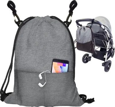 Produktbild von Kinderwagen Organizer Buggy Tasche Baby Wickeltasche Trolley Kinderwagentasche mit Befestigungshaken Modische Universal Turnbeutel Organizer Für Mutter Flachs [075]