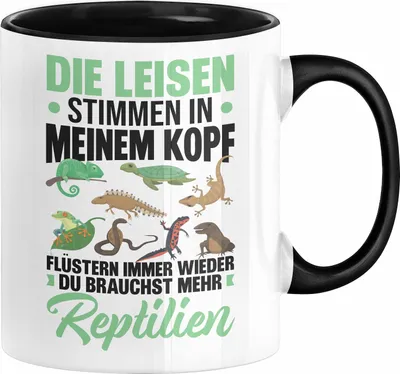 Produktbild von Reptilien-Besitzer Tasse Geschenk Schlangen Echsen Die Leisen Stimmen In Meinem Kopf Sagen Mir (Schwarz)