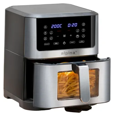 Immagine prodotto di alpina Airfryer XXL - Friggitrice ad aria calda da 8 litri - friggitrice ad aria per 6 persone e oltre - forno ad aria calda con touch screen digitale - temperatura regolabile da 80 a 200 gradi - funzione keep warm