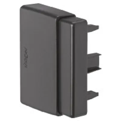 A close-up, angled view of a dark gray electrical component.