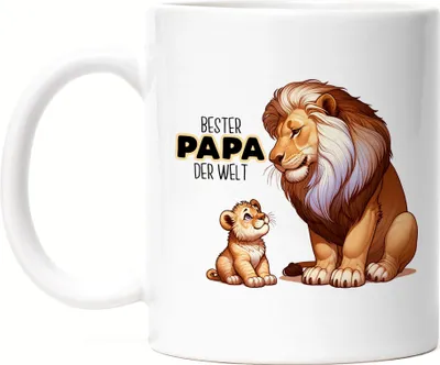 Produktbild von Bester Papa der Welt Löwen Papa Tasse Weiß - Papa Geschenk Vatertag