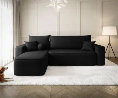 Produktbild von Ecksofa Schlafsofa Sofa AGEPO Stoff Curio Schwarz Ottomane Links