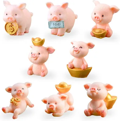 Zdjęcie produktu dla Miniaturowe Świnki 8 Sztuk, Żywica, Dekoracja Ogrodowa, do Miniaturowych Krajobrazów