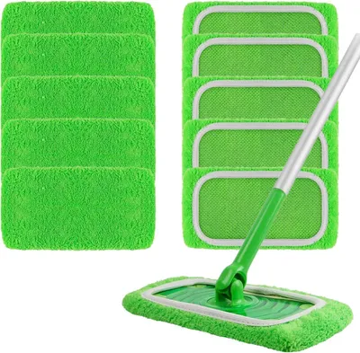 Produktbild von 10 wiederverwendbare Mikrofasertücher für Swiffer Sweeper, waschbare Tücher für die Trocken- und Nassreinigung aller Bodenarten