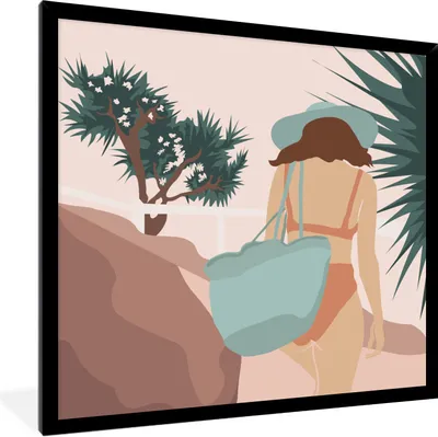 Produktbild von MuchoWow® Gerahmtes Poster Sommer - Frauen - Kleidung 40x40 cm - Poster mit Schwarzem Bilderrahmen Wandposter Rahmen Foto Bilder - Mit Rahmen - Wanddekoration Schlafzimmer