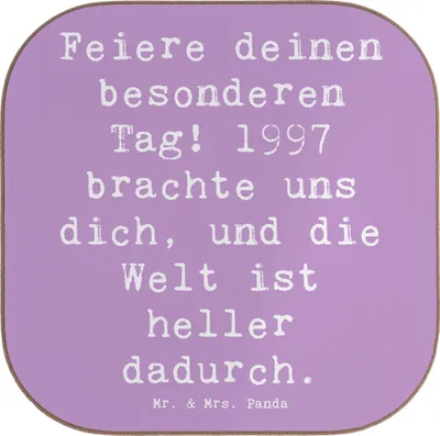 Produktbild von Mr. & Mrs. Panda Tassen Untersetzer Spruch 1997 Geburtstag - Lavendeltraum - Geschenk, gläseruntersetzer, Coaster, Gläser, Tischuntersetzer, Freude teilen, Happy Birthday