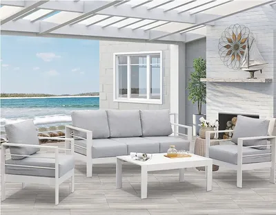 Produktbild von MeXo von GLP HOME Lounge Gartenmöbel setaus Aluminium, Gartenlounge Set für 4-7 Personen, (Spar-Set, Essgruppe 4-5-tlg., 1 x 3er-Sofa, 2 x Einzelsessel, 1 x Tisch), Sitzgruppe, Balkonmöbel, Sitzgarnitur Wetterfest für Indoor Outdoor