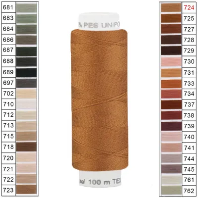 10 x 100m / 10 Spulen Unipoly 120 TEX14x2 Polyester Nähgarn Artikel 5v6 rehbraun