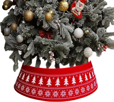 Produktbild von Weihnachtsbaumständer-Abdeckung - Weihnachtsbaumkorb Ø 72 cm - H 24 cm - Dekorative Abdeckung für Weihnachtsbaumfuß - Gestrickt - Weihnachtsdekoration