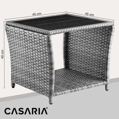 Zdjęcie produktu dla Stolik pomocniczy z polirattan, szary, 45 x 45 x 40 cm, do użytku wewnątrz i na zewnątrz