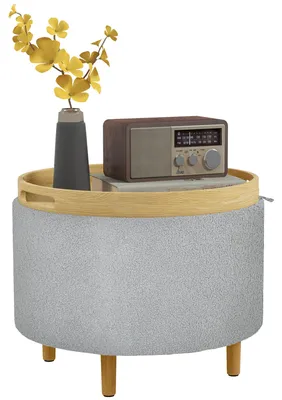 Produktbild von Polsterhocker Teddyfleece Stauraum Umkehrbarer Deckel 56x56x42 cm Grau