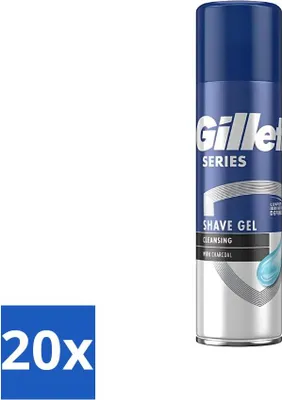 Productafbeelding van Gillette Series - Scheergel - Reiniging - Actieve kool - Verfrissend en reinigend - 200 ml - Voordeelverpakking - 20 stuks