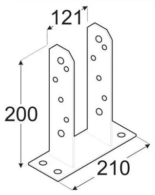 Zdjęcie produktu dla Podstawa słupka 120, PST 120, 121x200x5 ocynk ogniowy / opakowanie 1 szt.