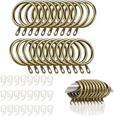 Obrázek produktu pro Kovové závěsné kroužky s klipy – 24 kusů – mosaz – 30 mm