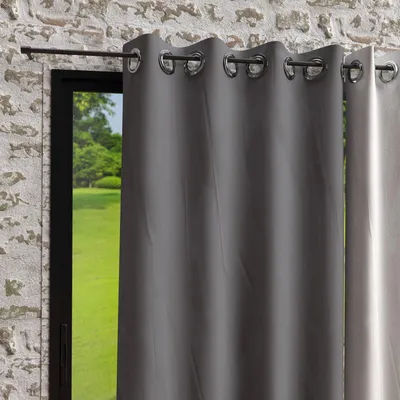 Verdunklungsvorhang mit Ösen, Microfaser, 135x250 cm, Grau