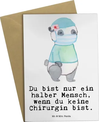 Produktbild von Mr. & Mrs. Panda Grußkarte Chirurgin Herz - Weiß - Geschenk, Spruch, weihnachtskarten, Grußkarten, Ärztin, Lustig, Krankenhaus, einladungskarten, osterkarten, Witzig