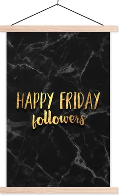Produktbild von MuchoWow® Textilposter Wochenende - Soziale Medien - Gold - Marmor 40x60 cm mit holzfarbenen Rahmen - Poster