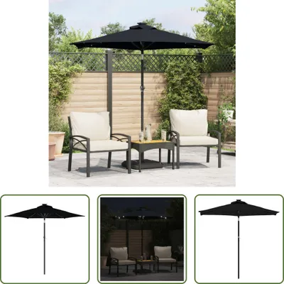 Produktbild von The Living Store Sonnenschirm mit LED und Stahlmast Schwarz 225x225x212 cm