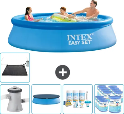 Immagine prodotto di Piscina gonfiabile rotonda Easy Set di Intex - 305 x 76 cm - blu - inclusa copertura della pompa - pacchetto manutenzione - filtro - tappeto solare