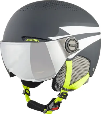 A ski helmet with a visor.