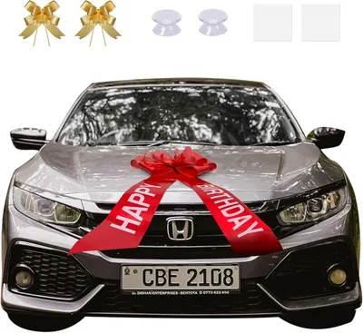 Obrázek produktu pro Obrovská, 23 palců velká mašle na auto – Vodotěsná, velká dekorace do auta, ideální jako dárek – Velká červená mašle na kolo, vhodná k narozeninám
