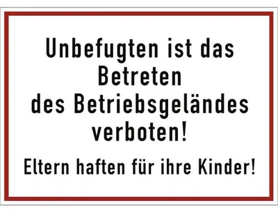 Produktbild von Dreifke® Schild Unbefugten ist das Betreten des Betriebsgeländes ..., Alu, 60...