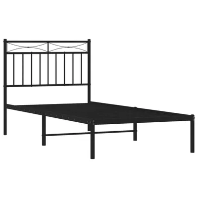 Produktbild von vidaXL Bettgestell mit Kopfteil Metall Schwarz 90x190 cm