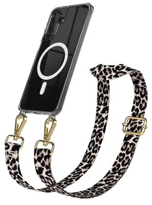 Produktbild von EAZY CASE - Handykette mit MagSafe Hülle für Samsung Galaxy A17, Handyband Leo Style, Karabiner Gold, Umhängeband in Taupe