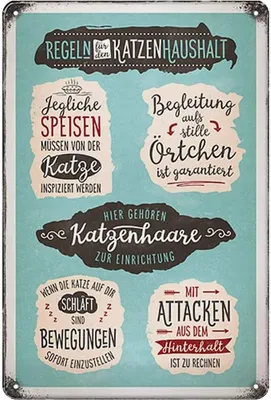 Produktbild von Nostalgic-Art - Blechschild 20 x 30cm - Animal Club - Katzen-Haushalt-Regeln