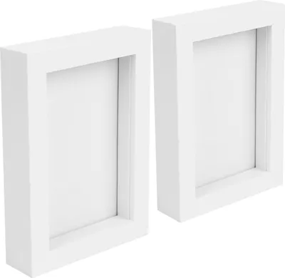Produktbild von 2x weiß 4 "x 6" 3D Box Fotorahmen - stehendes hängendes Handwerk Schattenbildanzeige - von Nicola Spring