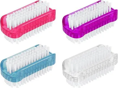 Zdjęcie produktu dla Cztery zestawy szczotek ręcznych z tworzywa sztucznego, szczotka do paznokci z twardym włosiem, dwustronna szczotka do paznokci, skrobaczka do paznokci, szczotka do czyszczenia dłoni i paznokci