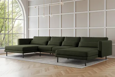 Produktbild von Wohnlandschaft U-Form Sofa AGADA in Stoff Verita Flaschengrün