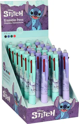 Immagine prodotto di Set di 24 penne a sfera Stitch in colori pastello, 4 colori, cancellabili