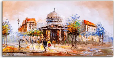 Produktbild von Coloray Acrylbild 100x50  Wandbild Acrylbilder Paris Straße Menschen Bäume Gebäude