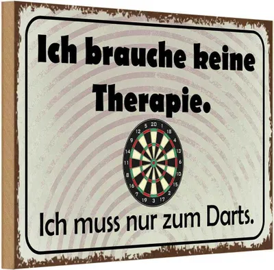 Produktbild von vianmo Holzschild 12x18 cm keine Therapie muss zum Darts Sport Hobby