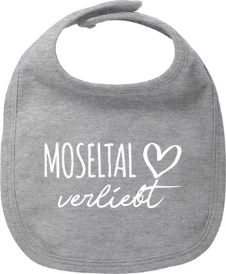 Produktbild von Huuraa Baby Lätzchen Moseltal verliebt Heather Grey Klettverschluss  Baumwolle Latz Geschenkidee