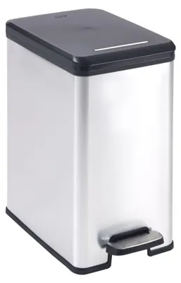 Obrázok produktu pre Curver Slim Bin 20L, 20 L, Štvorec, Plast, Čierna, Strieborná, Pedál, 250 mm