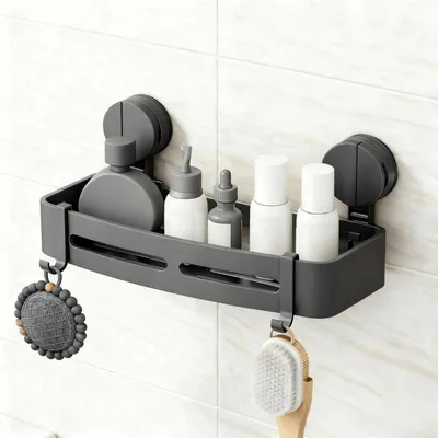 Productafbeelding van Zuignaphouder voor douche, badkamerorganizer, sneldrogend, roestvrij, 28 cm breed