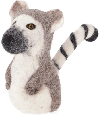 Produktbild von Filz Eierwärmer, Handgemachte Filzdekoration aus Nepal, Filztier - Lemur, Braun, Filz,Wolle, 15*8*8 cm, Filz Eierwärmer