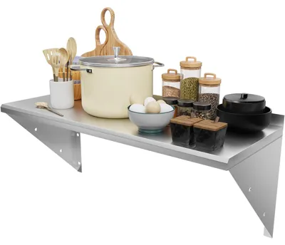 Produktbild von Wandregal aus Edelstahl, 100 x 30 cm, Hängeregal für die Küche, Tragkraft 80 kg, Regal, Wandregal, Gewürzregal