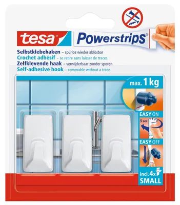 Produktbild von TESA 57072-00000, Drinnen, Handtuchhaken, Weiß, Kunststoff, Klebestreifen, 1 kg