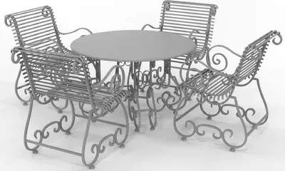 Produktbild von Casa Padrino Jugendstil Schmiedeeisen Gartenmöbel Set - Verschiedene Farben - 1 Runder Gartentisch & 4 Gartenstühle mit Armlehnen - Jugendstil Schmiedeeisen Garten & Terrassen Möbel