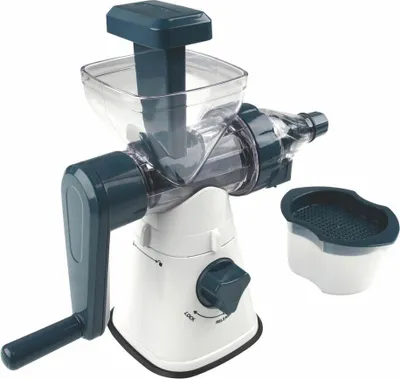 Produktbild von Fackelmann Fruchtsaftpresse #easyprepare, hochwertige Saftpresse, manuelle Presse für Zitrusfrüchte, stabiler Entsafter mit Aufbewahrungsbehälter, moderne Zitruspresse (Farbe: Weiß / Blau / Grau)
