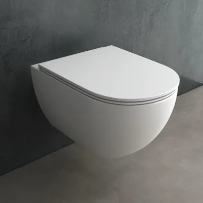 Produktbild von Alpenberger Tiefspüler Wand WC | Hänge WC | Keramik Kloschüssel mit Nano | Spülrandlos Toilette | Slim Sitz Toilettendeckel | Bad und Gäste-WC | Absenkautomatik | U-Form Klo