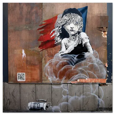 Image de Giallobus - Les Misérables - Banksy - 100L x 100l cm - Tableau - Verre acrylique