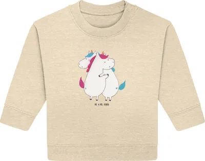 Produktbild von Mr. & Mrs. Panda Organic Baby Pullover Einhörner Umarmen 12. - 18. Monat - Natural Raw - Geschenk, Schwester, Bullover, Familie, Liebe, Unicorn, Geschwister, Freundin