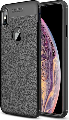 Produktbild von iPhone XS / X Hülle Lederoptik Case TPU Schutzhülle mit Kamera-Schutz Schwarz