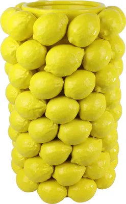 Produktbild von FURNARO Vase Limone - hohe gelbe Keramikvase mit Zitronen, ø26x44cm